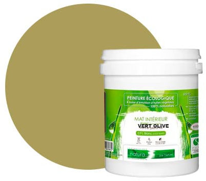 BOX DECO COULEURS Peinture murale naturelle écologique aspect mat intérieur Natura - 1L, Vert Olive