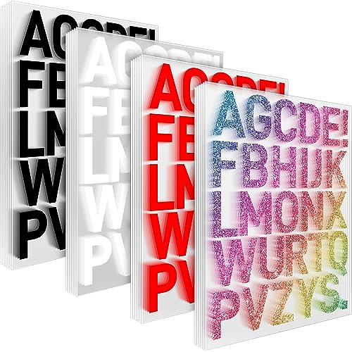 24 Sheets Iron On Letters for Clothing - Heat Transfer Vinyl Fabric Iron On Letters for DIY T-Shirts - Includes Red, White, Black and Coloured Letters