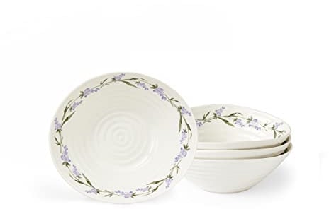 Sophie Conran for Portmeirion Lavandula Cereal Bowls Set of 4-19cm, 7.5-Inch, White