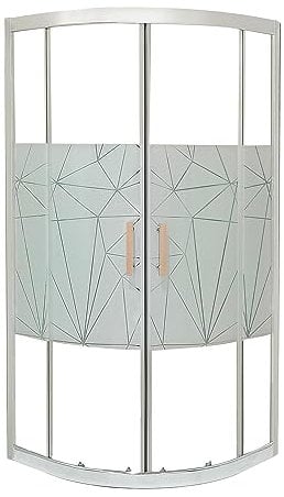 ONDÉE - Porte de douche EKLA, Façade coul. 1/4 de cercle. 90x90x185cm - Installation réversible - Traitement anticalcaire - Verre trempé 6mm sérigraphié