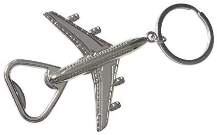 Schlüsselanhänger, Flaschenöffner, Flaschenöffner, Flugzeug, Edelstahl
