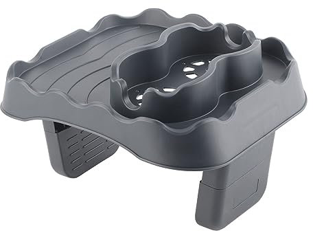 Estink Verstellbarer Getränkehalter, Tischablage, Rutschfestes TPU-Material mit Abflusslöchern für Schwimmbäder, Spas, Badewannen (Grey)