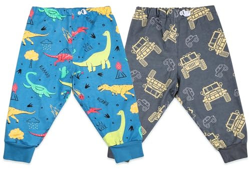 MOEMOE BABY Windelhose Nachts Kinder 2 Stück Baumwolle Windelhosen Baby Töpfchen Trainingshosen für Jungen Mädchen Dinosaurier+Auto L/5-7 Jahre