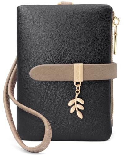 GOUNNU Porte Monnaie Femme en Cuir PU Portefeuille Femme Petit Format RFID Blocage Porte Feuilles pour Femme avec 7 Emplacements et Porte Monnaie à Fermeture éclair(Noir)