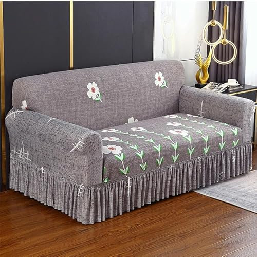 OUTFYT Sofabezug mit Blumenmuster, violett, hochdehnbar, elastisch, für 1/2/3/4-Sitzer, Sofaschoner, hoher Stretch-Sofabezug für Wohnzimmer