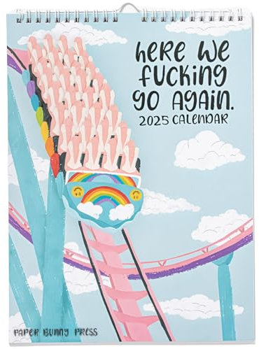 Here We Fxcking Go Again Kalender 2025 UK, 12 Monats-Wandkalender, Planer, Gag Geschenk für Freunde, lustiger Wandkalender, Familien-Organizer, 12-Monatsplaner, Geschenk für Neujahr