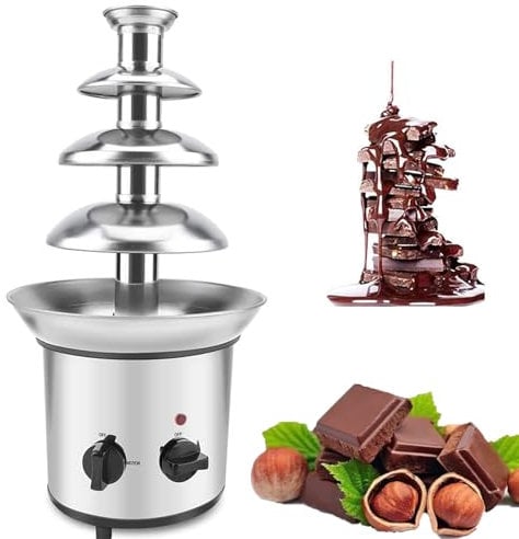 WUDLi Máquina de Fuente de Chocolate de Cuatro Niveles,Máquina de Fuente de Chocolate, Calentador de Buffet, Torre de fusión, Máquina de fusión de Fondue en Cascada, Fiesta de Evento Comercial