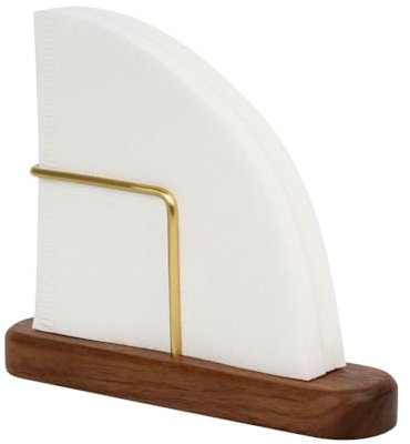 watchget Cone Coffee Filter Holder Walnut & Brass Coffee Filter Storage Container Coffee Filter Stand for #01 and #02 Size V60 Cone Paper Coffee Filters