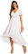 Ever-Pretty Robe D'Invité Jupe Trapèze Col en V Manches Volantées Robe Femme Chic Et Elegant Belle Robe Soirée Blanc 48