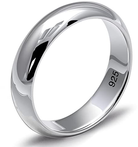 Skcess Damenring Silber, Männer Ringe Silber Glatt, Einfach Ringe für Herren Männer Größe 56 (17.8)