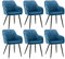 CLIPOP Esszimmerstühle 6er Set Stühle mit Armlehne, Samt Bezug, Esszimmerstuhl Küchenstuhl Polsterstuhl, Stühle für Esszimmer (Samt Blau, 6er Set)