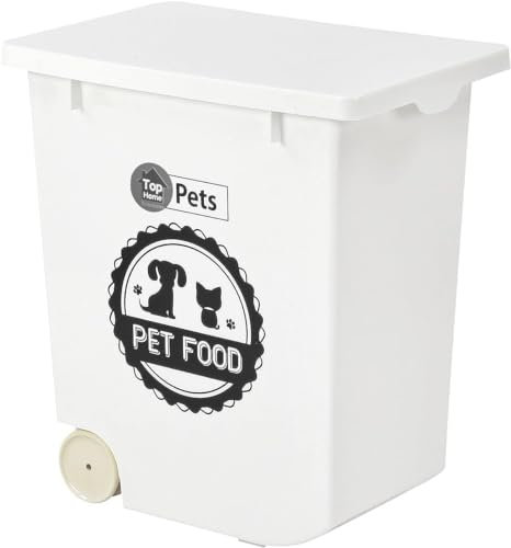 Top Home Solutions® Pet Food Storage Container – 20L/10KG Plastic Airtight Pet Food Container with Wheels, Flip Top Locking System, Dry Dog Food Container for Dogs, Cats