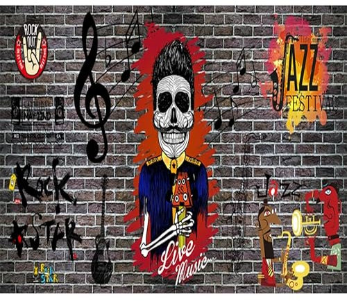 Awexzecor Custom Size Peel and Stick Mural Street Music Graffiti Style Waterproof PVC Wall Sticker Mural Wallpaper for use in Gyms cafes bathrooms bedrooms Badminton Halls Athletics Halls Boxing Gyms