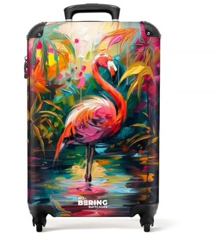 NoBoringSuitcases.com Valise Cabine 55x35x25cm, Bagages Rigides, Petite Valise de Voyage, Suitcase Pas Cher (Flamant - Rose)