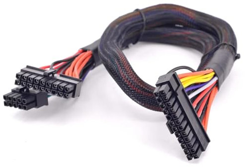 lilila-ree 24 Pin ATX Cable for Corsair AXI HXI Series PSUs, 14 Pin + 10 Pin to 24 Pin ATX PSU Power Adapter Sleeved 24.8-inch(63cm)