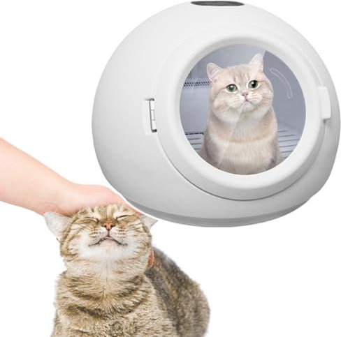 HCAUYNN Caja Secadora AutomáTica para Mascotas para Gatos Y Perros PequeñOs, Caja Secadora para Gatos De 55L con Secado De Aire con CirculacióN De 360°, para Lavado Y Cuidado De Mascotas