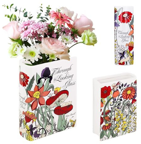 Hojalis Book-Shaped Decorative Vase, Ceramic Vases for Home Decor, Book Vase for Flower, Cute Bookshelf Decor, Unique Modern Book Vase for Book Lovers Home Living Room Office Decor