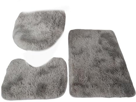 kesurpae 3 teiliges rutschfestes WC Vorleger Set, geeignet für ältere Menschen und Kinder. AcrylicFibers Badezimmermatten Sets. 3 teiliges Badezimmermatten Set, Gary, U40*5+45 * 50+ 50 * 80