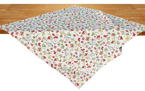 HanaQi - Festliche Gobelin-Weihnachtsdekoration Tischdecke – 110x110 cm – Langlebig & Dekorativ für die Feiertage, Polyester