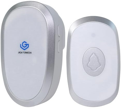 Sonnette sans fil JIGATONEDA alimentée par batterie, carillon de sonnette 38 mélodies, 110 db, portée de 150M, sonnettes avec LED clignotante, utilisation en extérieur