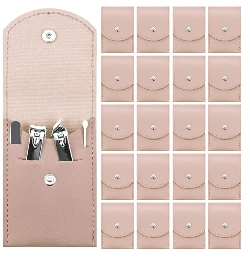 20 Sets Manicure Set Bulk, Nail Clippers Kit Stainless Steel Fingernail Clippers Set, Sturdy Nail Tip Cutter Trimmers Professional Grooming Toenail Clippers Personal Pedicure Kits Gift (Pink 4 in 1)