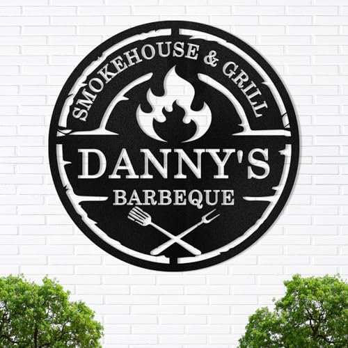 Custom Bar & Grill Metal Sign, Metal Signs Customized, Vintage Funny BBQ Metal Decor for Outdoor, Backyard Decor, Outdoor Metal Wall Art, BBQ Smoker Decoration, Barbecue Lover Gifts