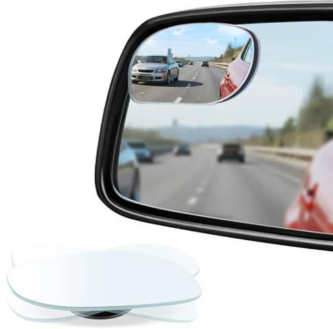LivTee Blind Spot Mirrors, HD Glass Frameless Convex Rear View Mirrors, Wide Angle Adjustable Stick for Side Mirror, Automotive Exterior Accessories for Car, SUV & Trucks, Pack of 2
