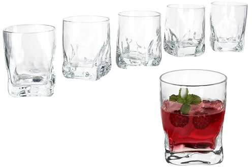MamboCat 6er Set Frosty Whisky-Gläser I 250ml I 6 Personen I breiter Tumbler mit schwerem Boden & Eis-Relief für Scotch & Co. I Double Old Fashion Gläser