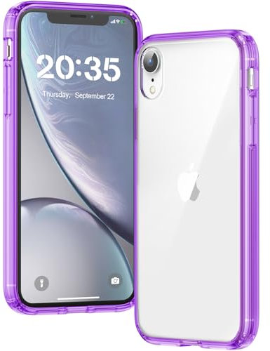 Voyahülle Clear Case for iPhone XR, Ultra Thin, Shockproof TPU Cover, Anti-Yellowing, Crystal Clear, Phone Case for Apple iPhone XR - Purple
