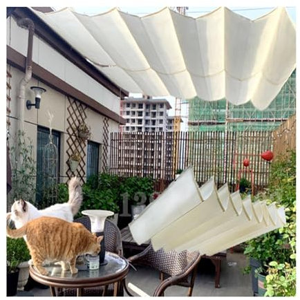 Generico Vele ombreggianti retrattili a Forma di Onda, Telo Parasole sospeso per pergolato, terrazza, Veranda, con Cavi di Fissaggio, Telo Parasole di Ricambio, Scorrevole Rimovibile (L2,2
