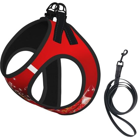 Hundegeschirr mit weihnachtlichem magischem Aufdruck, 2 x Schnalle, Hundeweste, kein Ziehen an der Vorderseite, für kleine und mittelgroße Hunde