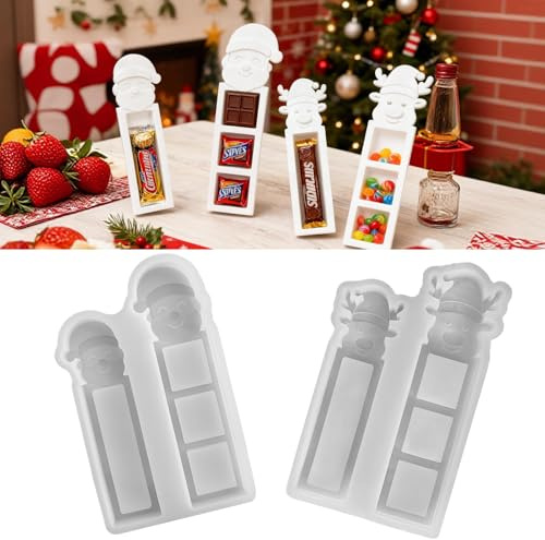 Stampi in silicone per Natale, set di 4 stampi in silicone da Babbo Natale per regali in denaro, stampo in gesso per Natale, stampo in silicone da alce, stampi in silicone per cioccolatini natalizi