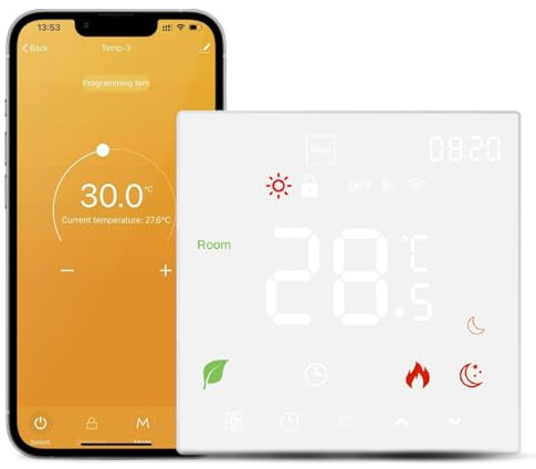 DEWIN Thermostat Fussbodenheizung, Tuya Smart WiFi Smart Thermostat Elektrischer Fußbodenheizungs-Temperaturregler