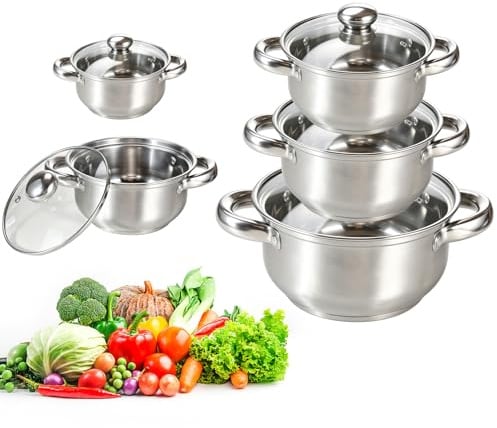 Kezidhp Set 5 Piezas Cacerolas Ollas Cazo Acero Inoxidable Inducción