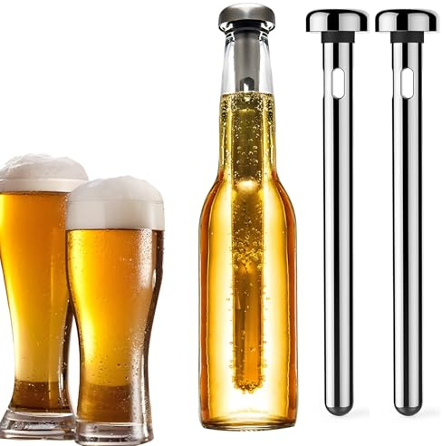 Enfriador Cerveza, dellyy Enfriador de Botellas de Acero Inoxidable, Accesorios de Vino, Regalar para Hombre y Mujer, Regalo para Padre (2)