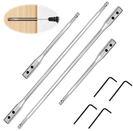 4 Rallonge de Foret Porte Embout Visseuse en Acier Carbone pour Forets à Queue de Trou Rond Ensemble d'Extension Universelles de 300mm 150mm avec Clés Allen Ideal für Tiefe Löcher