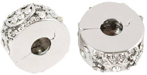 2 Piezas Charms Clip Sol Luna, Dije con Cristal Brillante para Pulsera Cuentas, Clip Stopper para Joyas, Regalo para Mujer