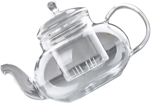 DEARMAMY Théière en Verre Borosilicate 600ml Filtre, Résistance à Haute Température, Sécurité Alimentaire, pour Bureau et Extérieur