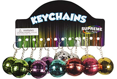 Windy City Novelties Mini-Discokugel-Schlüsselanhänger für 70er-Jahre-Party, Dekoration, Karneval, Partyzubehör, 12 Stück