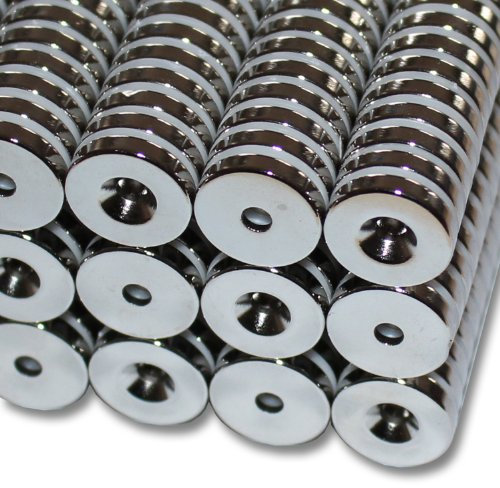 Magnethandel I 10 Stück Neodym Ringmagnete Ø 15 x Ø 3,5 x 3 mm Süd mit Bohrung und Senkung Starke Scheibenmagnete mit Bohrung Supermagnete Haftkraft 3,5kg Ringmagnete zum Verschrauben