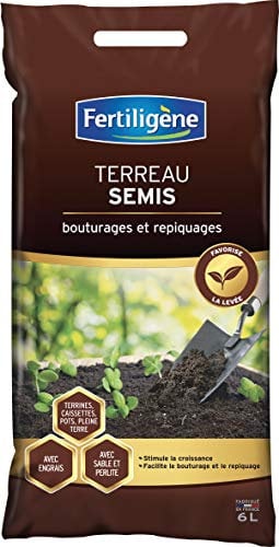 FERTILIGENE FSEM6P - Terreau Semis Bouturages et Repiquages 6 L - Stimule la croissance la levée des plantes - Facilite le bouturage et repiquage - Terreau avec engrais organique - Fabriqué en France