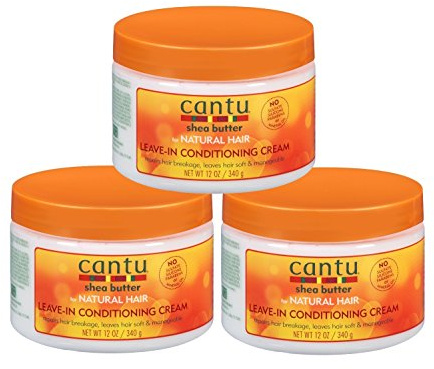Cantu Natural Hair Leave-In Conditioner Cream Jar 12 Ounce (354ml) (3 Pack)