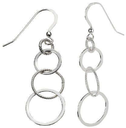 Zeeme Silber Damen Ohrhaken 925/- Sterling Silber 5,2cm Matt/Glanz weiß 301230010