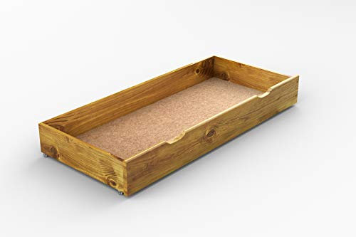 Nodax Under Bed Storage Drawers – Organizer Box for Bed Frames, Bedroom Furniture for Clothes & Blankets, Solid Pine Wooden Underbed Storage Drawers, Strong & Durable | (Oak, 98 cm)