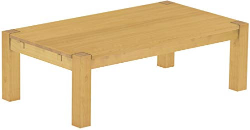 B.R.A.S.I.L.-Möbel Brasilmöbel Couchtisch Rio Kanto 140x80 cm Eiche hell Wohnzimmertisch Holz Tisch Pinie Massivholz Stubentisch Beistelltisch Echtholz Größe und Farbe wählbar