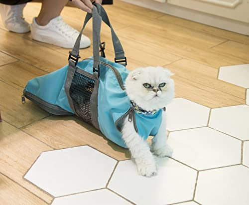 Cinf Katzenrückhaltebeutel Kein Kratzen Beißen Pflegetasche für Baden Und Nagelschneiden Harness, Blau Klein, MEHRWEG
