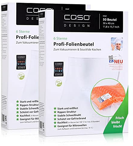 Caso Profi- Folienbeutel 30x40cm / 50 Beutel für Vakuumierer Caso (2er Pack)
