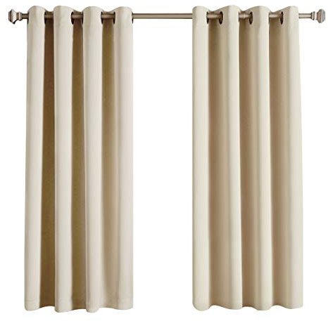 Rose Home Fashion Verdunkelungsvorhang mit Ösen, 2 Stücke Vorhang Blickdicht 175 x 140 cm (H x B), Vorhänge Blickdicht, Blickdichter Vorhang, Vorhang Verdunkelung für Schlafzimmer Wohnzimmer, Beige