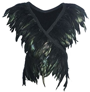 keland Gothic Capa de Plumas Chal Estola Cuello Chaleco para Mujer Halloween Cosplay Disfraz (Negro)