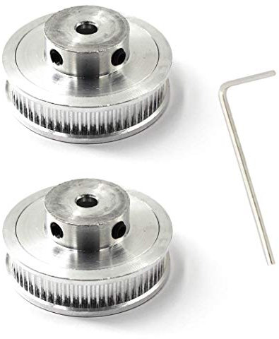 pulley 60 teeth zahnriemenscheibe 5mm bohrung umlenkrollen für seile 10mm 3D Drucker Zahnriemen Rolle Packung mit 2 (Schraubenschlüssel enthalten)